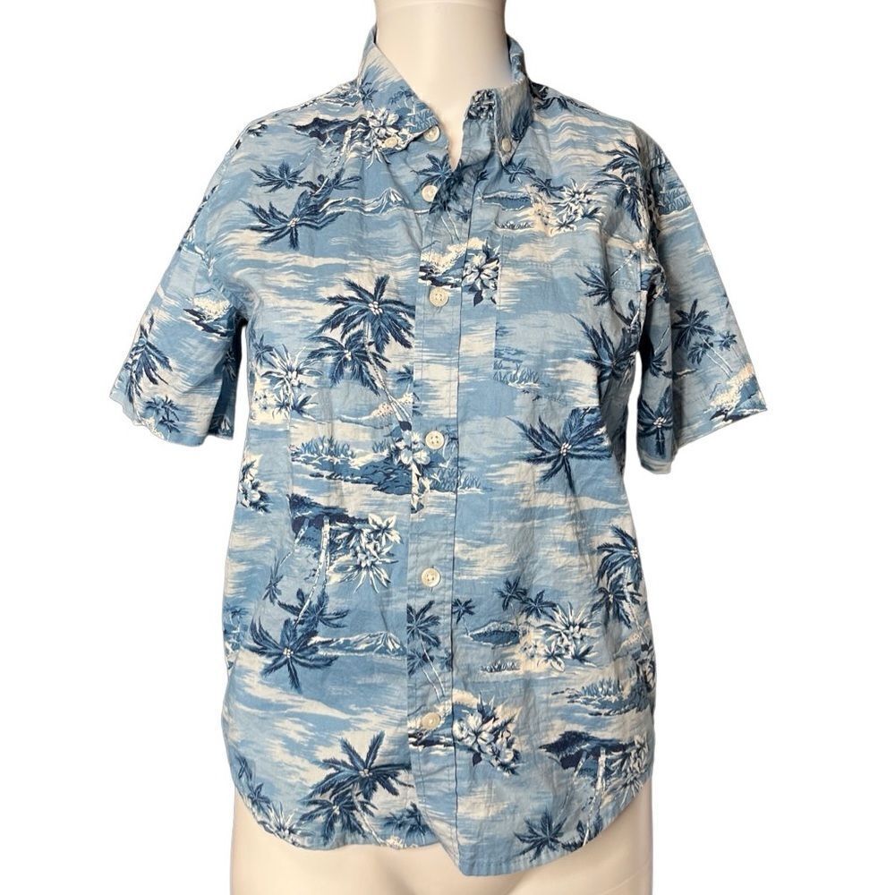 Old Navy Casual Short Sleeve Button Down camp Shirt Blue Size Large